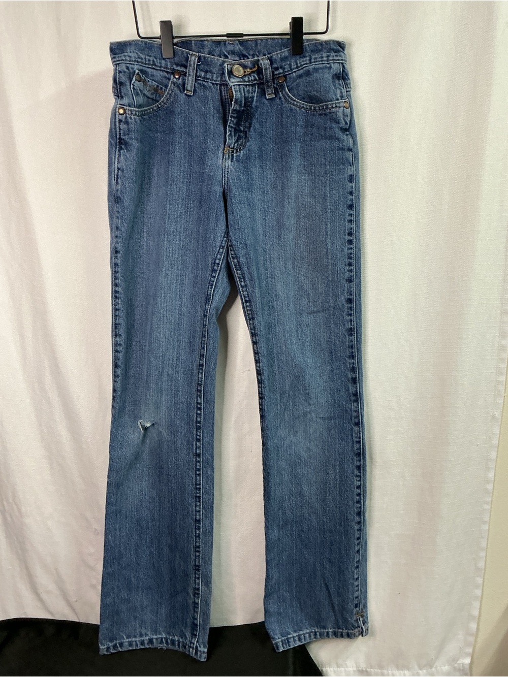 Wrangler Ultimate Riding Jean Cash Mid Rise Bootcut Distressed Medium Wash